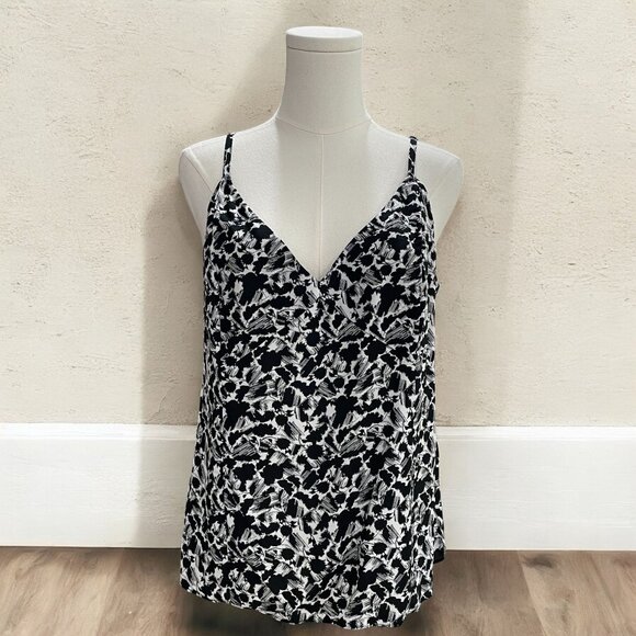 NWT Madewell Black White Floral Cami Top Size 12 Summer Chic Feminine Boho Tank - Picture 1 of 10